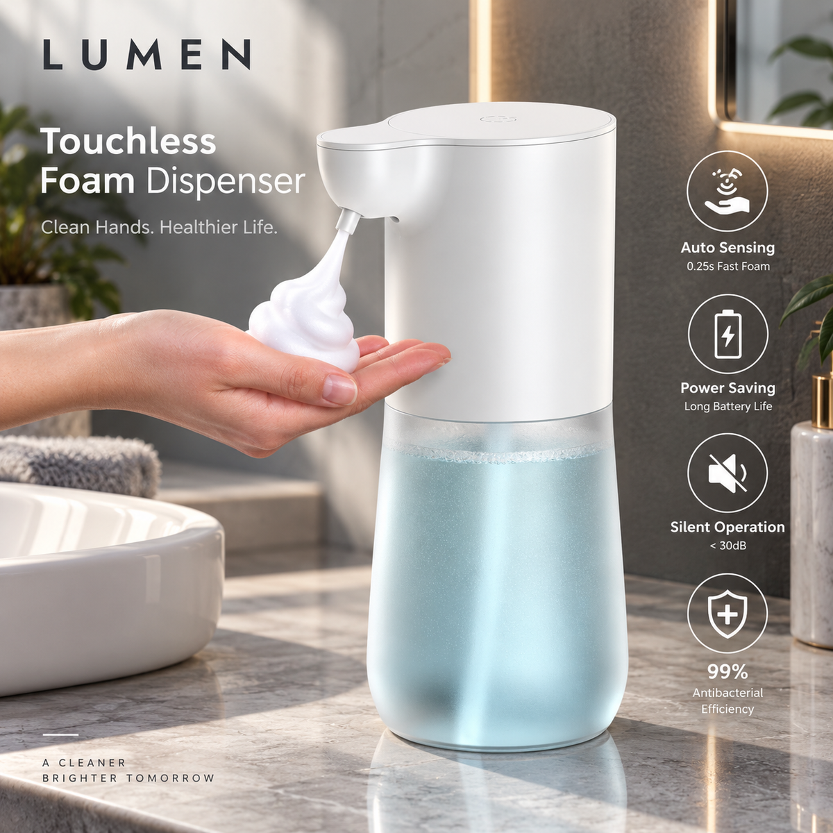 Smart Sensor Automatic Soap Dispenser 350Ml USB Charging Contactless Soap Foam Dispenser Hand Sanitizer Machine
